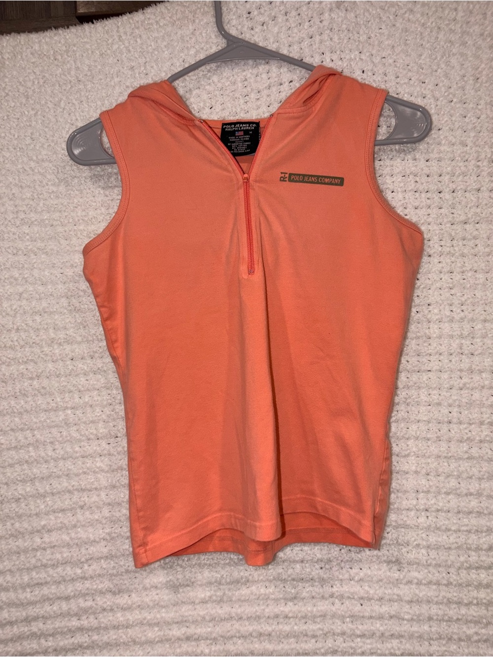 Polo by Ralph Lauren Orange Sleeveless Hooded Tank Top